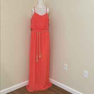 Pink Maxi Sundress with Spaghetti Straps for Weddings